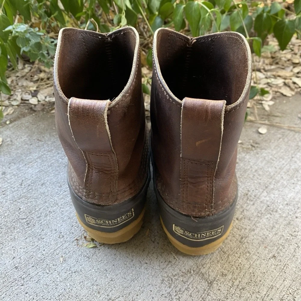Vintage Schnee's Boots Bozeman Montana Rain Outdoors Pull On Duck Size 10 USA